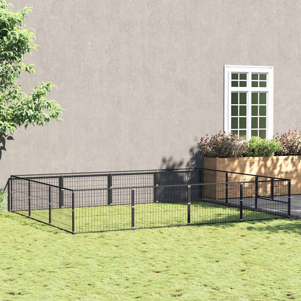 Gabbia per Cani Nera 12 m² in Acciaio | homemem39