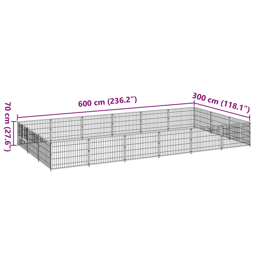 Gabbia per Cani Nera 18 m² in Acciaio | homemem39