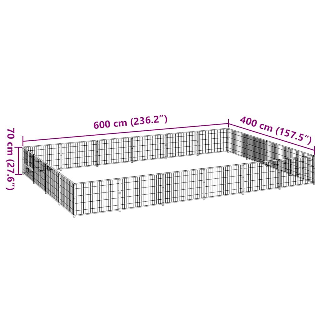 Gabbia per Cani Nera 24 m² in Acciaio | homemem39