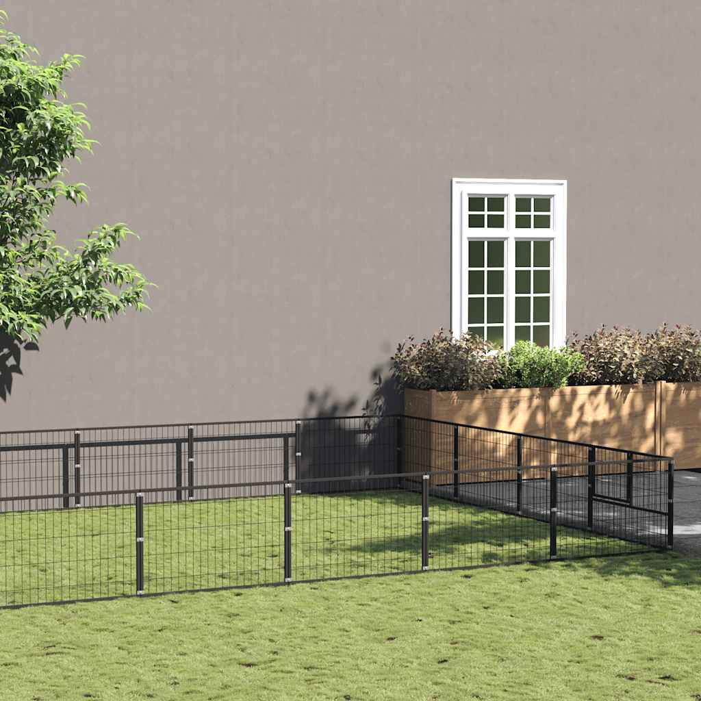 Gabbia per Cani Nera 24 m² in Acciaio | homemem39