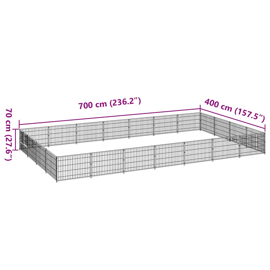 Gabbia per Cani Nera 28 m² in Acciaio | homemem39