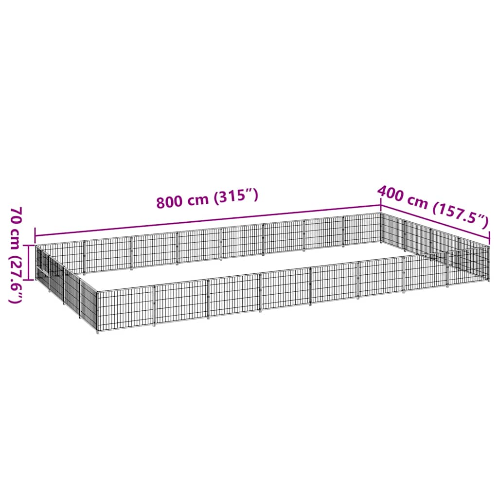 Gabbia per Cani Nera 32 m² in Acciaio | homemem39