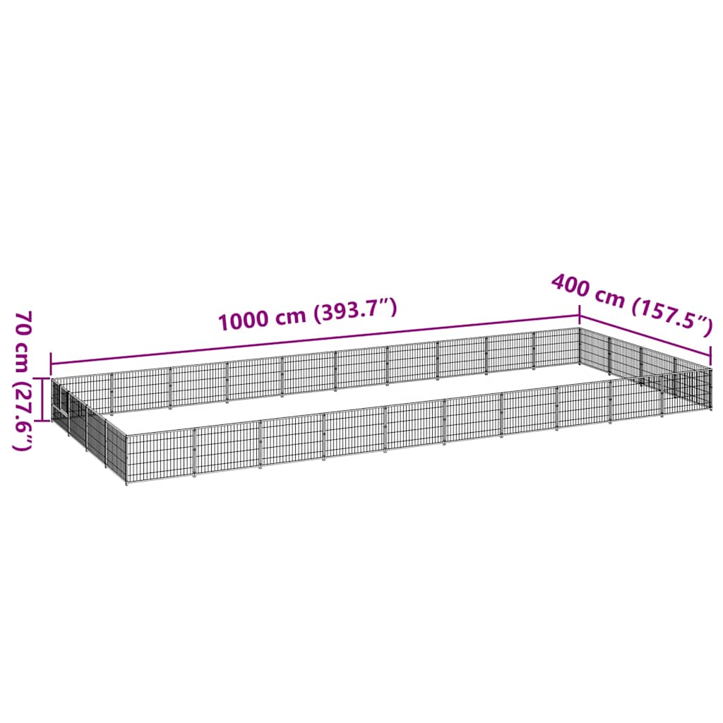 Gabbia per Cani Nera 40 m² in Acciaio | homemem39