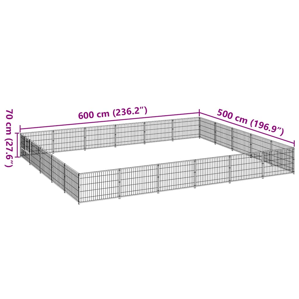 Gabbia per Cani Nera 30 m² in Acciaio | homemem39