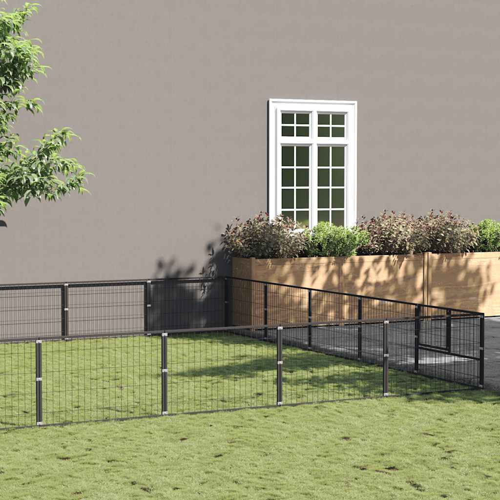 Gabbia per Cani Nera 35 m² in Acciaio