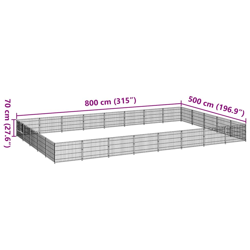 Gabbia per Cani Nera 40 m² in Acciaio | homemem39