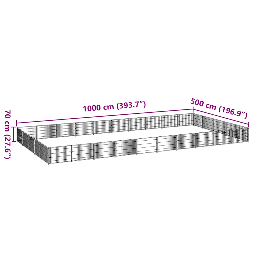 Gabbia per Cani Nera 50 m² in Acciaio | homemem39