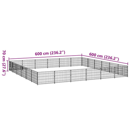 Gabbia per Cani Nera 36 m² in Acciaio | homemem39