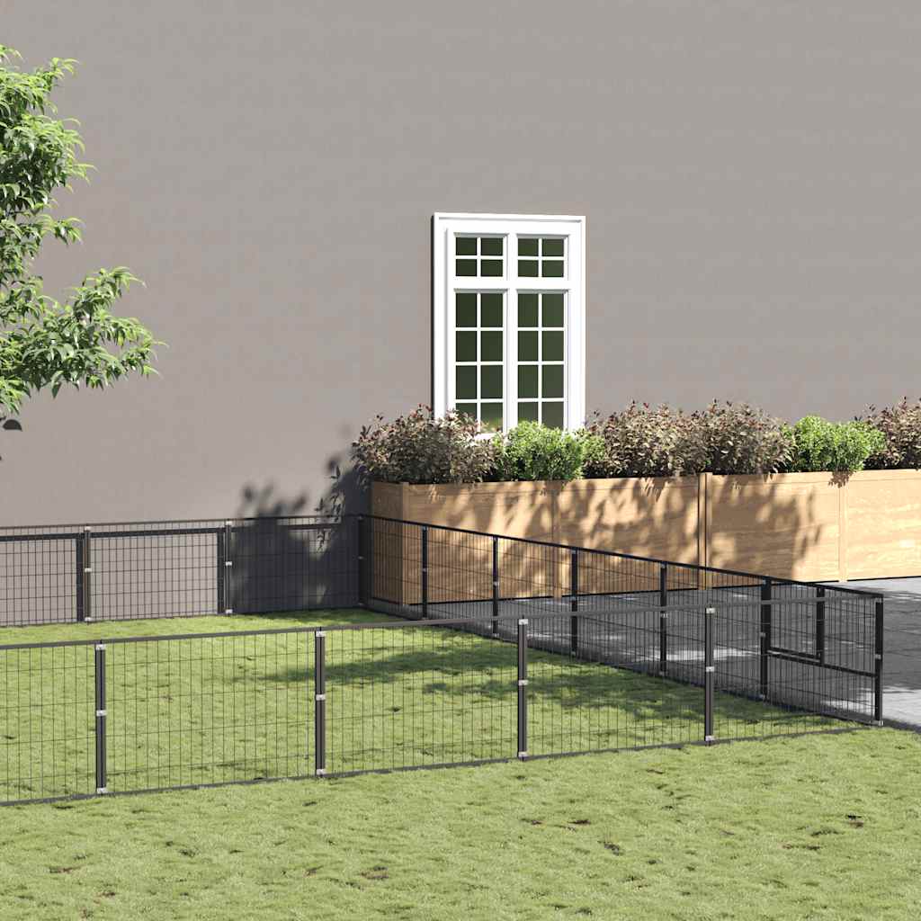 Gabbia per Cani Nera 42 m² in Acciaio | homemem39