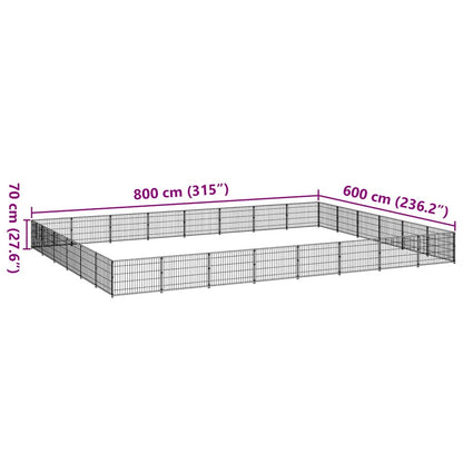 Gabbia per Cani Nera 48 m² in Acciaio | homemem39