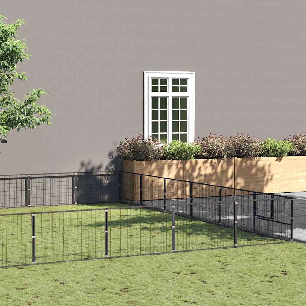 Gabbia per Cani Nera 48 m² in Acciaio