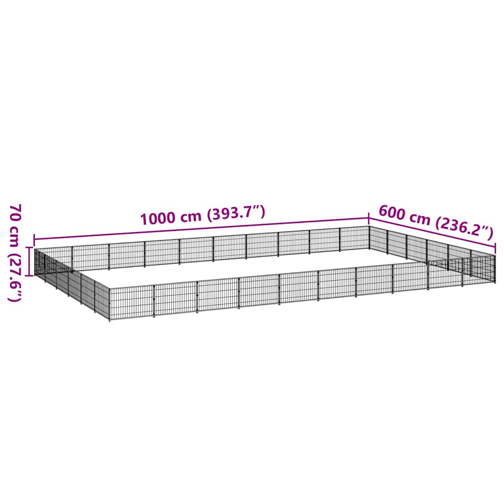 Gabbia per Cani Nera 60 m² in Acciaio | homemem39