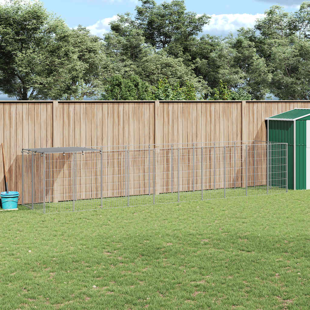 Gabbia per Cani Argento 6,05 m² in Acciaio | homemem39