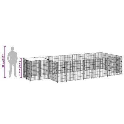 Gabbia per Cani Nera 10,89 m² in Acciaio | homemem39