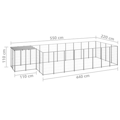 Gabbia per Cani Argento 10,89 m² in Acciaio | homemem39