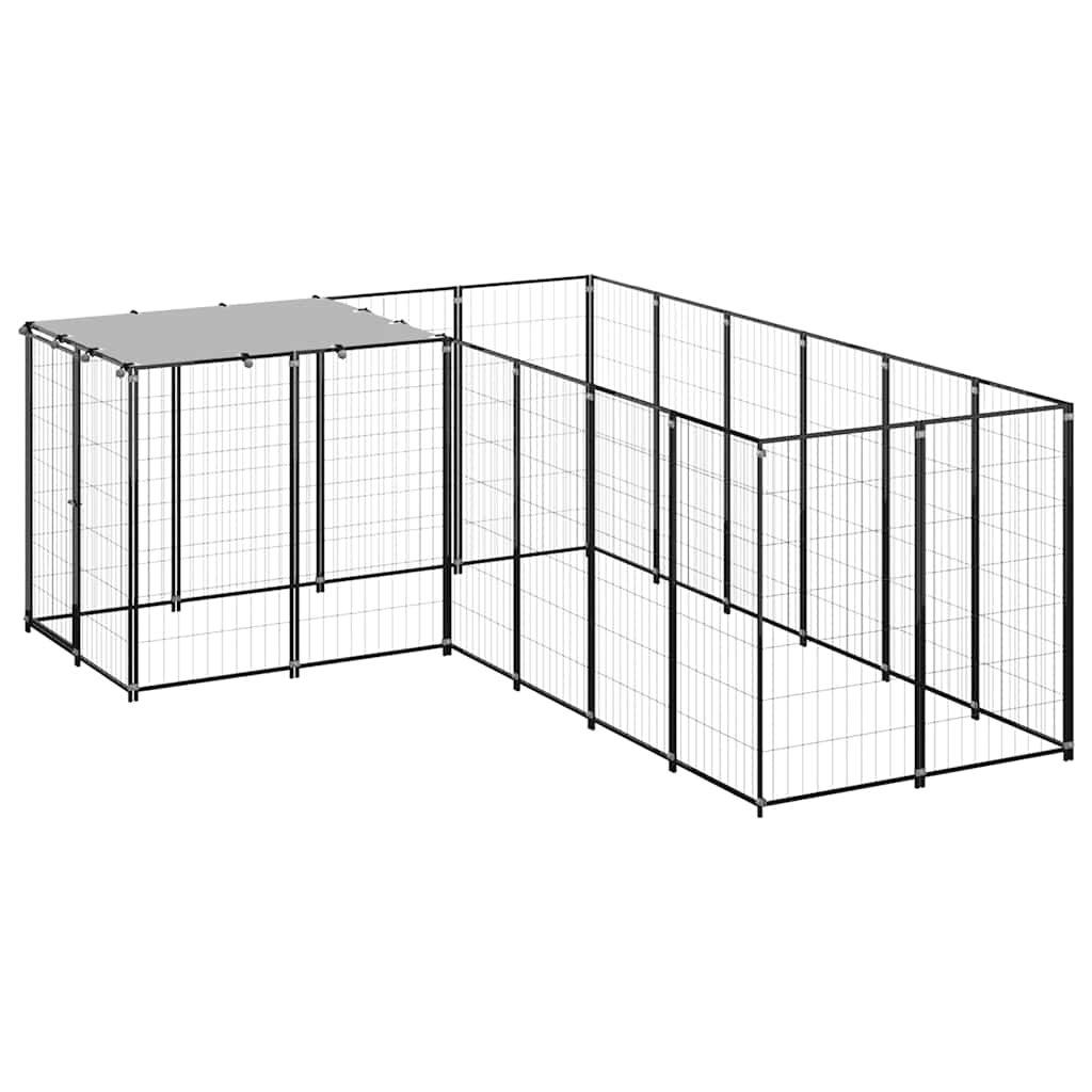 Gabbia per Cani Nera 4,84 m² in Acciaio | homemem39