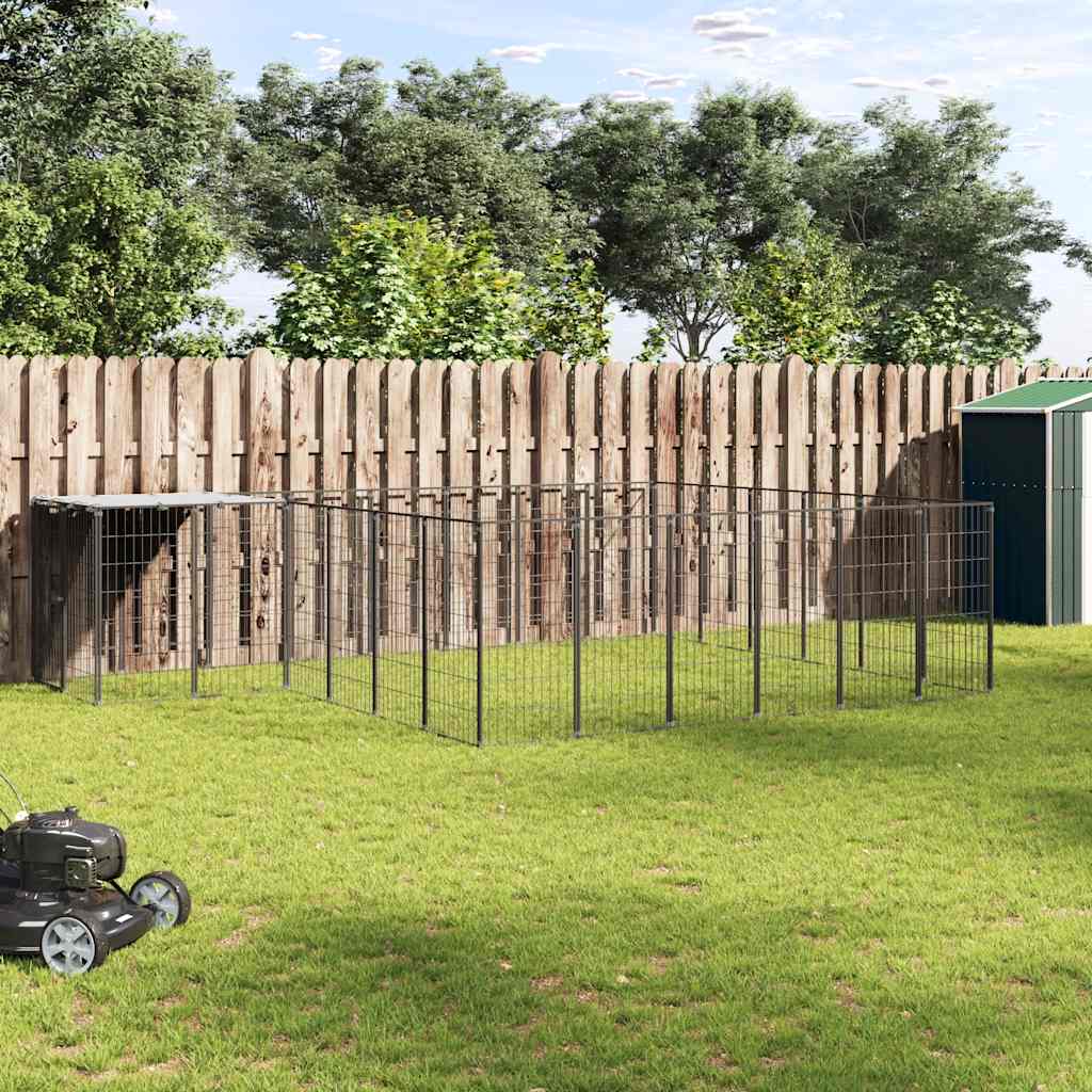 Gabbia per Cani Nera 12,1 m² in Acciaio | homemem39
