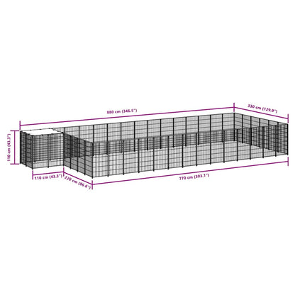 Gabbia per Cani Nera 26,62 m² in Acciaio | homemem39