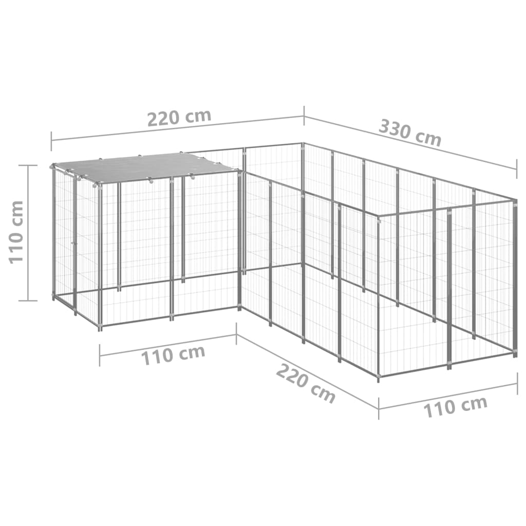 Gabbia per Cani Argento 4,84 m² in Acciaio | homemem39