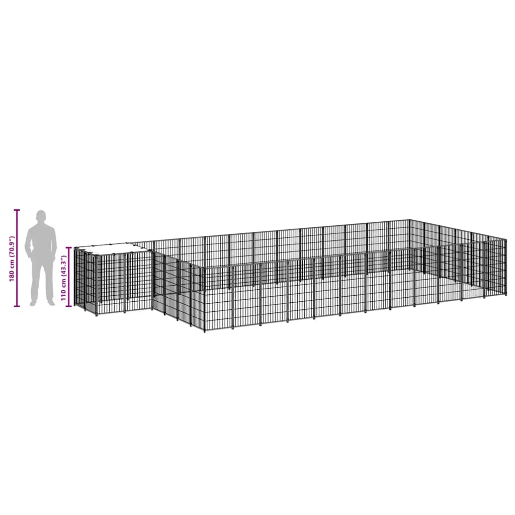 Gabbia per Cani Argento 22,99 m² in Acciaio | homemem39