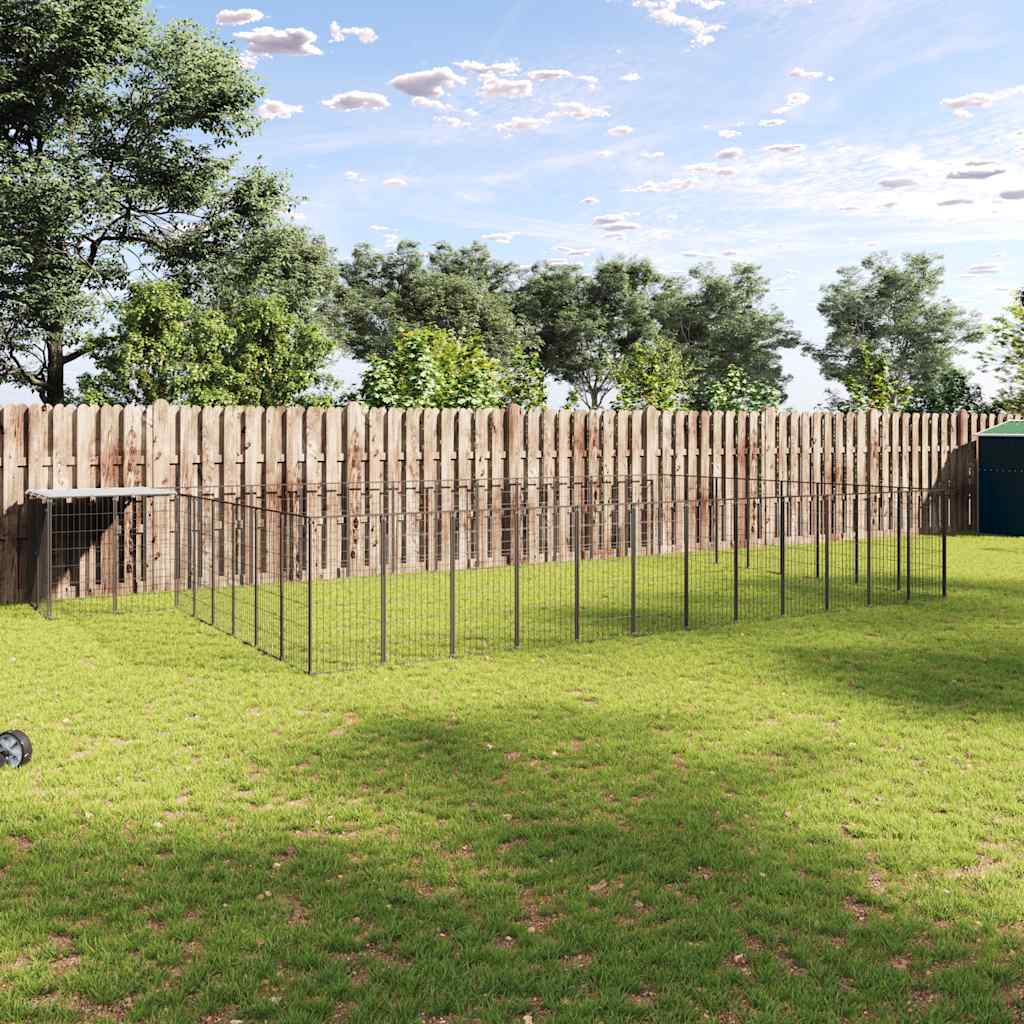 Gabbia per Cani Nera 30,25 m² in Acciaio | homemem39