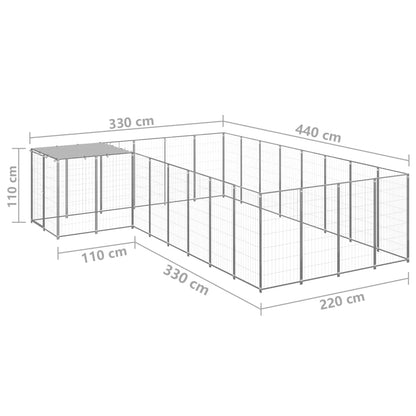 Gabbia per Cani Argento 10,89 m² in Acciaio | homemem39