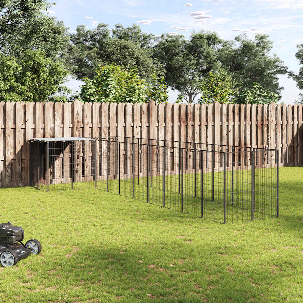 Gabbia per Cani Nera 7,26 m² in Acciaio | homemem39