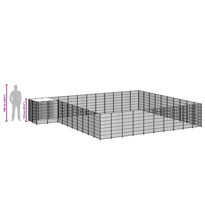 Gabbia per Cani Nera 31,46 m² in Acciaio | homemem39