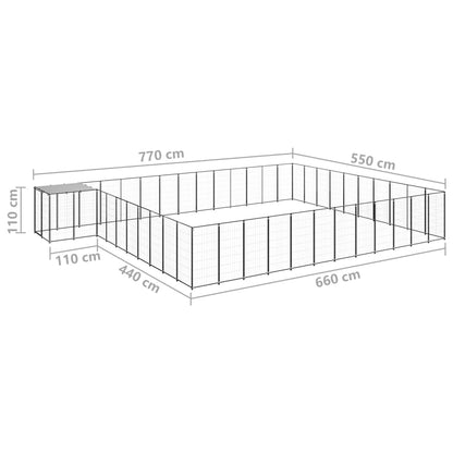 Gabbia per Cani Nera 37,51 m² in Acciaio - homemem39