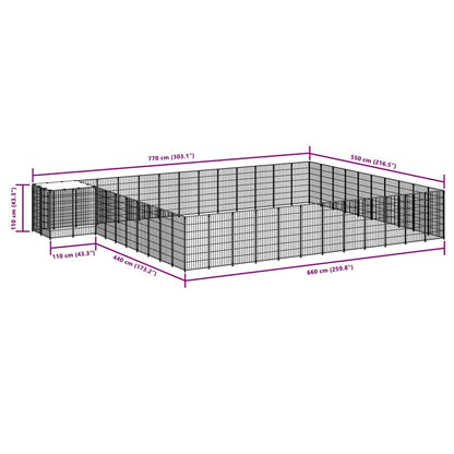 Schwarzer Hundekäfig 37,51 m² aus Stahl