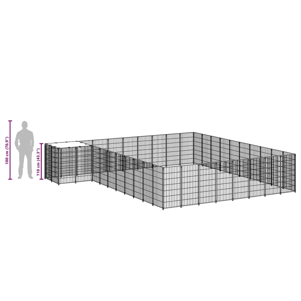 Gabbia per Cani Argento 25,41 m² in Acciaio | homemem39