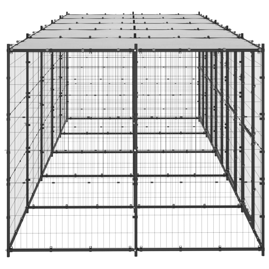 Gabbia per Cani da Esterno in Acciaio con Tetto 12,1 m² | homemem39