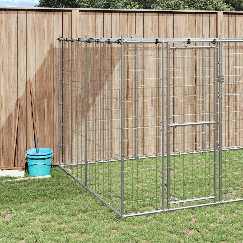 Gabbia per Cani da Esterno in Acciaio Zincato con Tetto 16,94 m² | homemem39