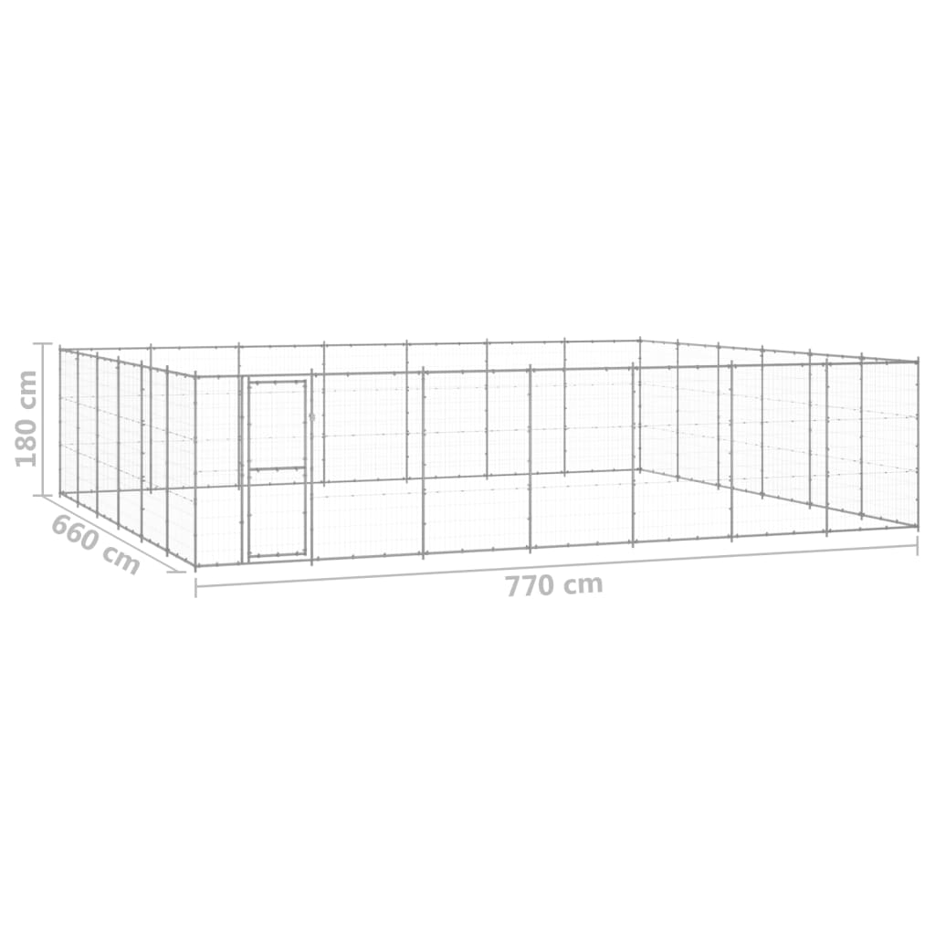 Gabbia per Cani da Esterno in Acciaio Zincato 50,82 m² | homemem39