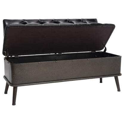 Cassapanca con Schienale 110 cm Nera in Similpelle - homemem39