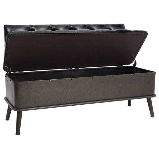 Cassapanca con Schienale 110 cm Nera in Similpelle - homemem39
