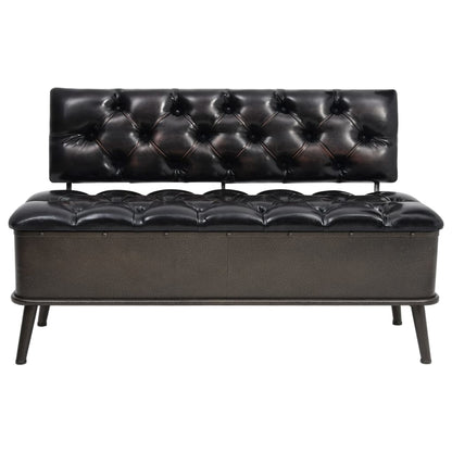 Cassapanca con Schienale 110 cm Nera in Similpelle - homemem39