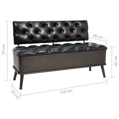 Cassapanca con Schienale 110 cm Nera in Similpelle - homemem39