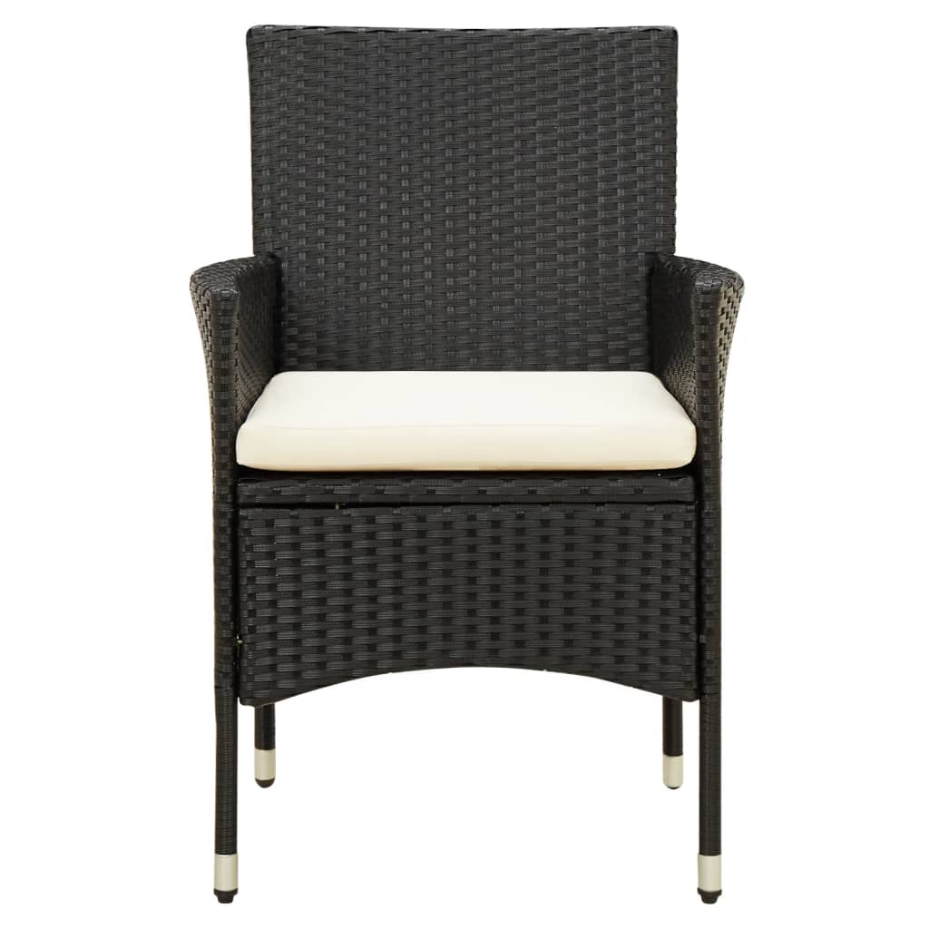 Sedie da Giardino 2 pz con Cuscini in Polyrattan Nere | homemem39