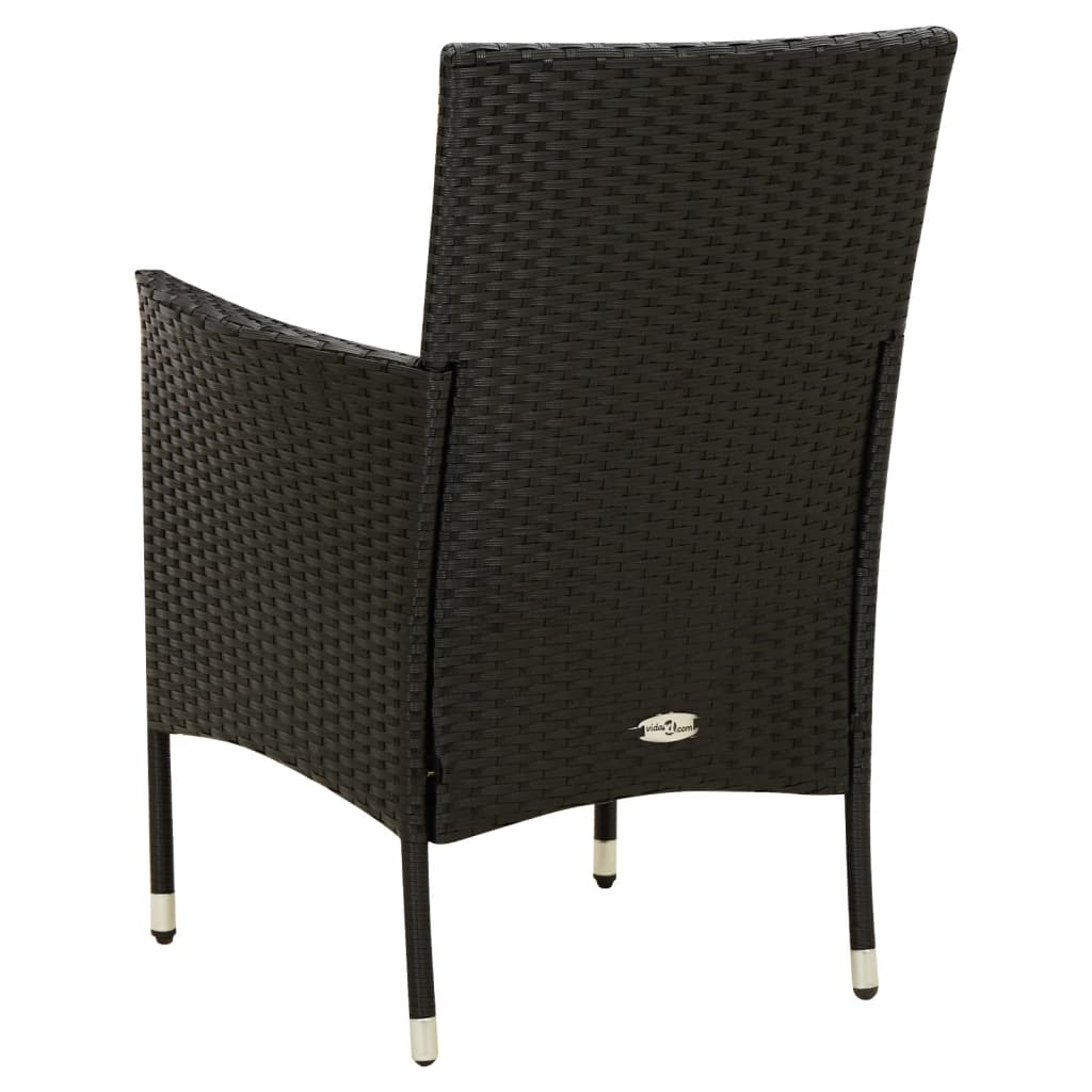 Sedie da Giardino 2 pz con Cuscini in Polyrattan Nere | homemem39