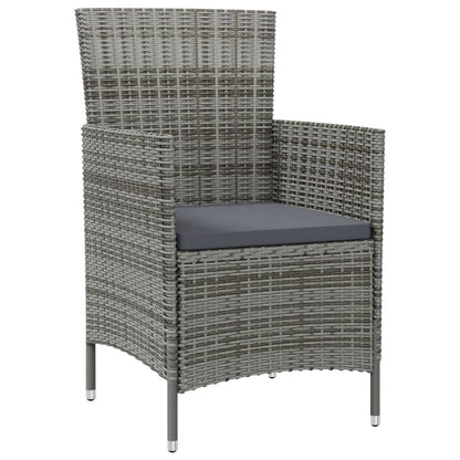 Sedie da Giardino 2 pz con Cuscini in Polyrattan Grigio | homemem39