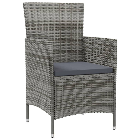 Sedie da Giardino 2 pz con Cuscini in Polyrattan Grigio | homemem39