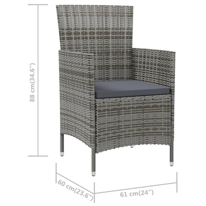 Sedie da Giardino 2 pz con Cuscini in Polyrattan Grigio | homemem39