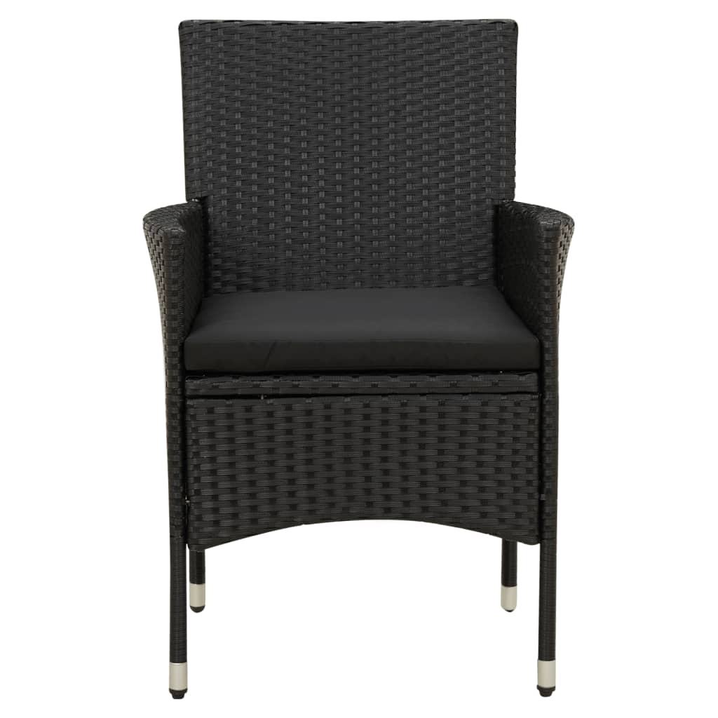 Garden Chairs with Cushions 4 pcs in Black Polyrattan