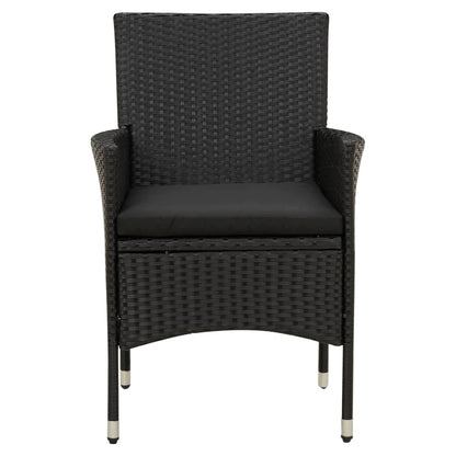 Garden Chairs with Cushions 4 pcs in Black Polyrattan