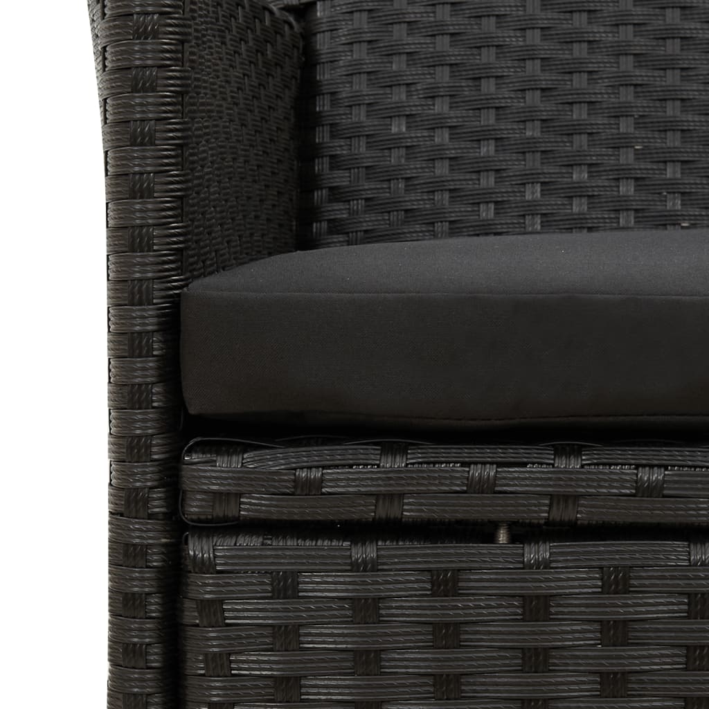 Sedie da Giardino con Cuscini 4 pz in Polyrattan Nere | homemem39