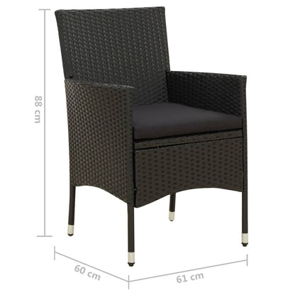 Garden Chairs with Cushions 4 pcs in Black Polyrattan