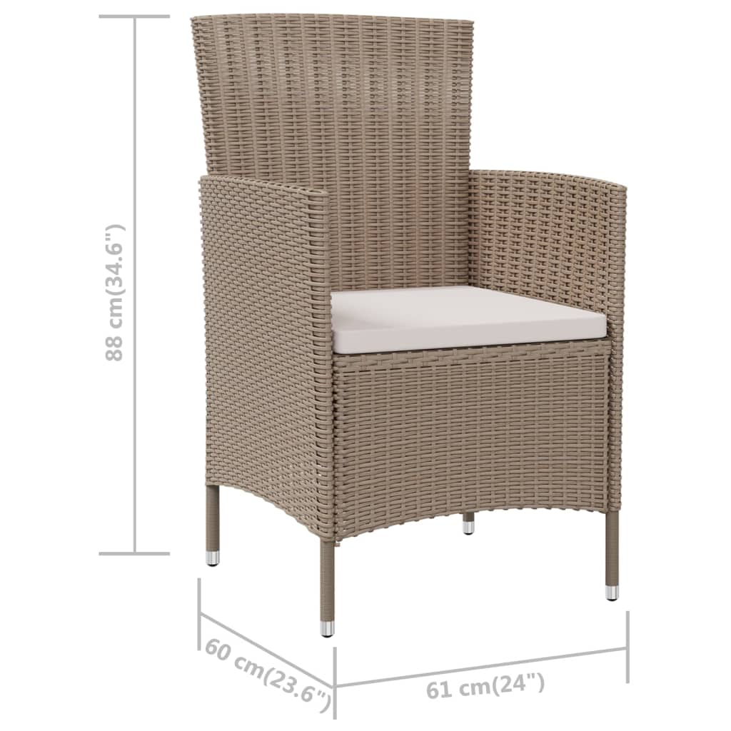 Sedie da Giardino con Cuscini 4 pz in Polyrattan Beige | homemem39