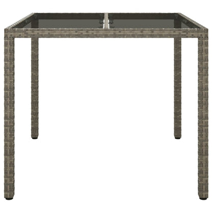 Tavolo Giardino 90x90x75 cm Vetro Temperato e Polyrattan Grigio - homemem39