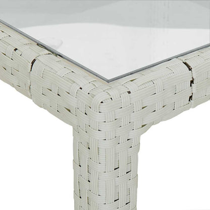Tavolo Giardino 90x90x75 cm Vetro Temperato e Polyrattan Bianco